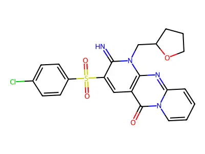 3-((4-Chlorophenyl)sulfonyl)-2-imino-1-((tetrahydrofuran-2-yl)methyl)-1H-dipyrido[1,2-a:2',3'-d]pyrimidin-5(2H)-one structure