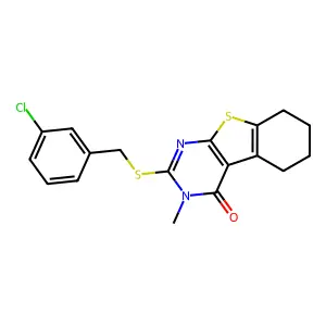 2-[(3-chlorobenzyl)sulfanyl]-3-methyl-5,6,7,8-tetrahydro[1]benzothieno[2,3-d]pyrimidin-4(3H)-one structure