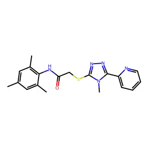 2-{[4-methyl-5-(pyridin-2-yl)-4H-1,2,4-triazol-3-yl]sulfanyl}-N-(2,4,6-trimethylphenyl)acetamide structure