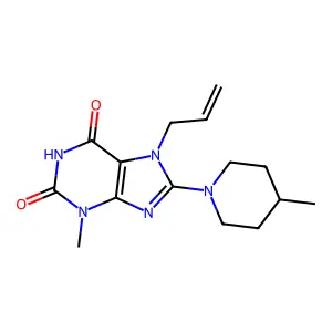 7-allyl-3-methyl-8-(4-methylpiperidin-1-yl)-1H-purine-2,6(3H,7H)-dione structure