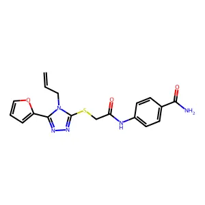 4-((((4-Allyl-5-(2-furyl)-4H-1,2,4-triazol-3-YL)thio)acetyl)amino)benzamide structure