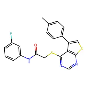 N-(3-fluorophenyl)-2-{[5-(4-methylphenyl)thieno[2,3-d]pyrimidin-4-yl]sulfanyl}acetamide structure