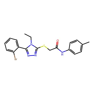 2-[[5-(2-bromophenyl)-4-ethyl-1,2,4-triazol-3-yl]sulfanyl]-N-(4-methylphenyl)acetamide structure