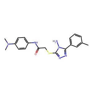 2-[4-amino-5-(3-methylphenyl)(1,2,4-triazol-3-ylthio)]-N-[4-(dimethylamino)phe nyl]acetamide structure