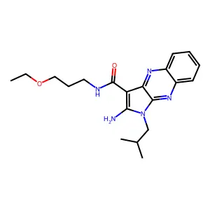 2-amino-N-(3-ethoxypropyl)-1-isobutyl-1H-pyrrolo[2,3-b]quinoxaline-3-carboxamide structure