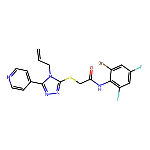 N-(2-bromo-4,6-difluorophenyl)-2-{[4-(prop-2-en-1-yl)-5-(pyridin-4-yl)-4H-1,2,4-triazol-3-yl]sulfanyl}acetamide structure
