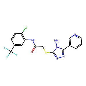 2-((4-amino-5-(pyridin-3-yl)-4H-1,2,4-triazol-3-yl)thio)-N-(2-chloro-5-(trifluoromethyl)phenyl)acetamide structure