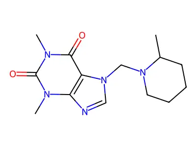 1,3-dimethyl-7-((2-methylpiperidin-1-yl)methyl)-1H-purine-2,6(3H,7H)-dione structure