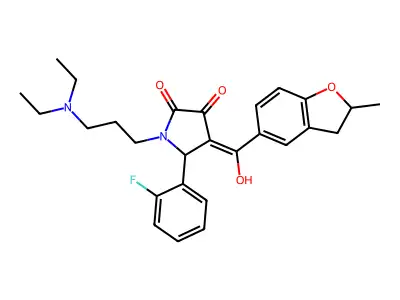 1-[3-(diethylamino)propyl]-5-(2-fluorophenyl)-3-hydroxy-4-(2-methyl-2,3-dihydro-1-benzofuran-5-carbonyl)-2,5-dihydro-1H-pyrrol-2-one structure