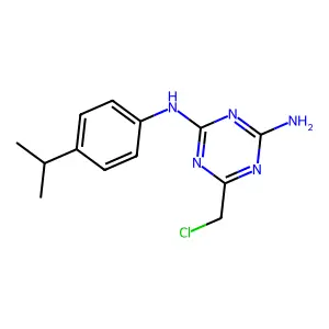 6-(chloromethyl)-N-[4-(propan-2-yl)phenyl]-1,3,5-triazine-2,4-diamine structure
