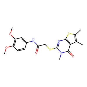 N-(3,4-dimethoxyphenyl)-2-[(3,5,6-trimethyl-4-oxo-3,4-dihydrothieno[2,3-d]pyrimidin-2-yl)sulfanyl]acetamide structure