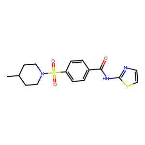 4-((4-methylpiperidin-1-yl)sulfonyl)-N-(thiazol-2-yl)benzamide structure