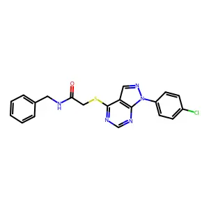 N-benzyl-2-[1-(4-chlorophenyl)pyrazolo[3,4-d]pyrimidin-4-yl]sulfanylacetamide structure