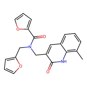 N-(furan-2-ylmethyl)-N-[(8-methyl-2-oxo-1H-quinolin-3-yl)methyl]furan-2-carboxamide structure