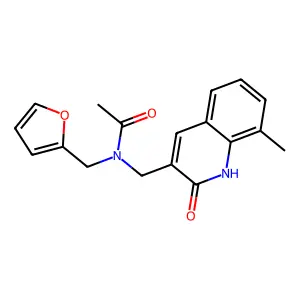 N-(furan-2-ylmethyl)-N-[(8-methyl-2-oxo-1H-quinolin-3-yl)methyl]acetamide structure
