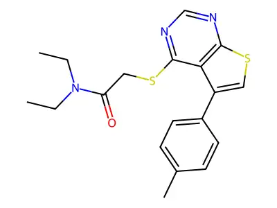N,N-diethyl-2-{[5-(4-methylphenyl)thieno[2,3-d]pyrimidin-4-yl]sulfanyl}acetamide structure