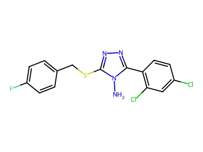 3-(2,4-Dichlorophenyl)-5-((4-fluorobenzyl)thio)-4H-1,2,4-triazol-4-ylamine structure