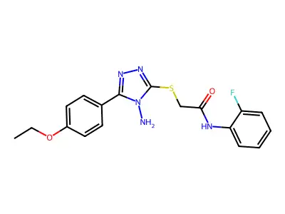2-[4-amino-5-(4-ethoxyphenyl)(1,2,4-triazol-3-ylthio)]-N-(2-fluorophenyl)aceta mide structure
