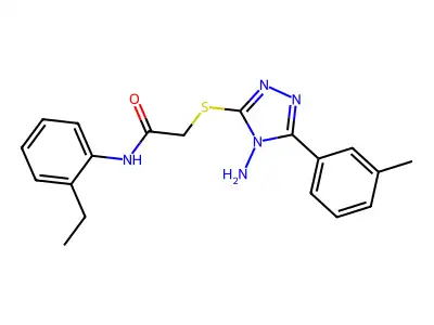 2-((4-amino-5-(m-tolyl)-4H-1,2,4-triazol-3-yl)thio)-N-(2-ethylphenyl)acetamide structure