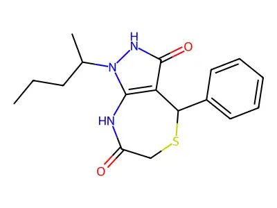 1-pentan-2-yl-4-phenyl-4,8-dihydro-2H-pyrazolo[3,4-e][1,4]thiazepine-3,7-dione structure