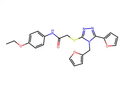 N-(4-ethoxyphenyl)-2-{[5-(furan-2-yl)-4-(furan-2-ylmethyl)-4H-1,2,4-triazol-3-yl]sulfanyl}acetamide structure