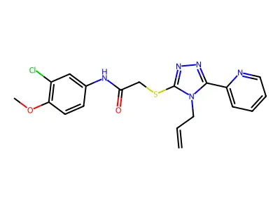 N-(3-chloro-4-methoxyphenyl)-2-{[4-(prop-2-en-1-yl)-5-(pyridin-2-yl)-4H-1,2,4-triazol-3-yl]sulfanyl}acetamide structure