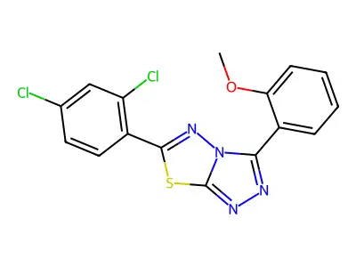 6-(2,4-dichlorophenyl)-3-(2-methoxyphenyl)-[1,2,4]triazolo[3,4-b][1,3,4]thiadiazole structure