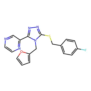 3-[(4-Fluorophenyl)methylthio]-4-(2-furylmethyl)-5-pyrazin-2-yl-1,2,4-triazole structure
