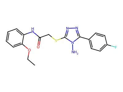 2-[4-amino-5-(4-fluorophenyl)(1,2,4-triazol-3-ylthio)]-N-(2-ethoxyphenyl)aceta mide structure