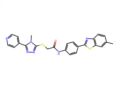 N-[4-(6-methyl-1,3-benzothiazol-2-yl)phenyl]-2-{[4-methyl-5-(pyridin-4-yl)-4H-1,2,4-triazol-3-yl]sulfanyl}acetamide structure