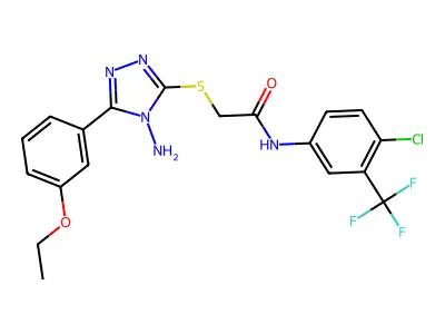 2-[4-amino-5-(3-ethoxyphenyl)(1,2,4-triazol-3-ylthio)]-N-[4-chloro-3-(trifluor omethyl)phenyl]acetamide structure
