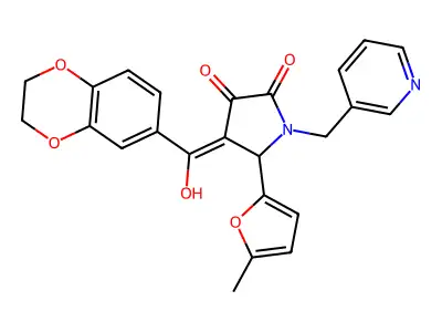 4-(2,3-dihydro-1,4-benzodioxine-6-carbonyl)-3-hydroxy-5-(5-methylfuran-2-yl)-1-[(pyridin-3-yl)methyl]-2,5-dihydro-1H-pyrrol-2-one structure