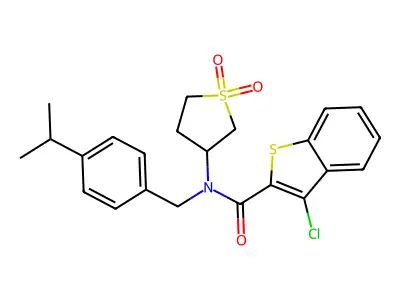 3-chloro-N-(1,1-dioxidotetrahydrothiophen-3-yl)-N-[4-(propan-2-yl)benzyl]-1-benzothiophene-2-carboxamide structure