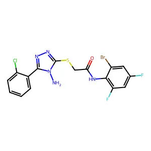 2-{[4-amino-5-(2-chlorophenyl)-4H-1,2,4-triazol-3-yl]sulfanyl}-N-(2-bromo-4,6-difluorophenyl)acetamide structure