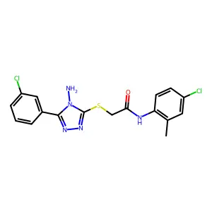 2-((4-Amino-5-(3-CL-PH)-4H-1,2,4-triazol-3-YL)thio)-N-(4-CL-2-ME-PH)acetamide structure