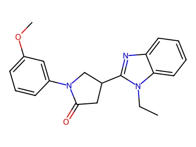 4-(1-ethyl-1H-benzo[d]imidazol-2-yl)-1-(3-methoxyphenyl)pyrrolidin-2-one structure