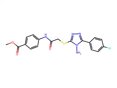 methyl 4-[({[4-amino-5-(4-fluorophenyl)-4H-1,2,4-triazol-3-yl]sulfanyl}acetyl)amino]benzoate structure