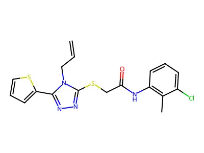 N-(3-chloro-2-methylphenyl)-2-{[4-(prop-2-en-1-yl)-5-(thiophen-2-yl)-4H-1,2,4-triazol-3-yl]sulfanyl}acetamide structure