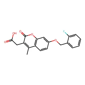 {7-[(2-fluorobenzyl)oxy]-4-methyl-2-oxo-2H-chromen-3-yl}acetic acid structure