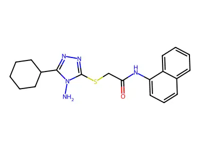 2-(4-amino-5-cyclohexyl(1,2,4-triazol-3-ylthio))-N-naphthylacetamide structure