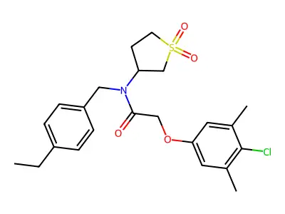 2-(4-chloro-3,5-dimethylphenoxy)-N-(1,1-dioxidotetrahydrothiophen-3-yl)-N-(4-ethylbenzyl)acetamide structure