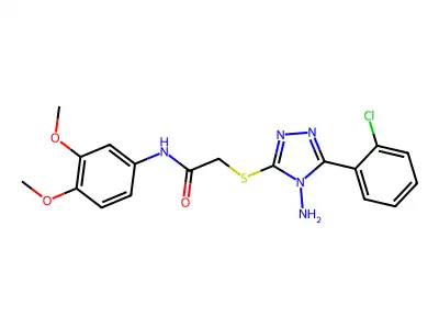 2-((4-amino-5-(2-chlorophenyl)-4H-1,2,4-triazol-3-yl)thio)-N-(3,4-dimethoxyphenyl)acetamide structure
