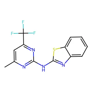 N-[4-methyl-6-(trifluoromethyl)pyrimidin-2-yl]-1,3-benzothiazol-2-amine structure