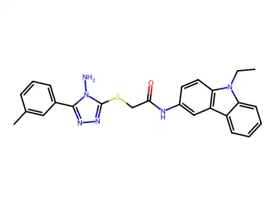 2-[4-amino-5-(3-methylphenyl)(1,2,4-triazol-3-ylthio)]-N-(9-ethylcarbazol-3-yl)acetamide structure