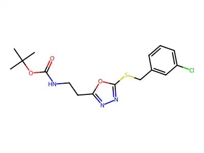 tert-butyl N-[2-[5-[(3-chlorophenyl)methylsulfanyl]-1,3,4-oxadiazol-2-yl]ethyl]carbamate structure
