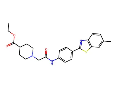 ethyl 1-(2-{[4-(6-methyl-1,3-benzothiazol-2-yl)phenyl]amino}-2-oxoethyl)piperidine-4-carboxylate structure