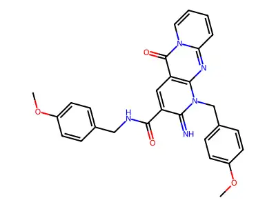 2-imino-N,1-bis(4-methoxybenzyl)-5-oxo-1,5-dihydro-2H-dipyrido[1,2-a:2',3'-d]pyrimidine-3-carboxamide structure