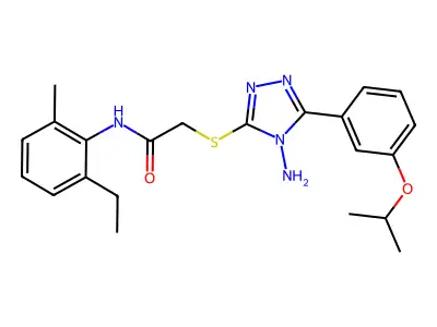 2-{4-amino-5-[3-(methylethoxy)phenyl](1,2,4-triazol-3-ylthio)}-N-(6-ethyl-2-me thylphenyl)acetamide structure