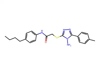 2-[4-amino-5-(4-methylphenyl)(1,2,4-triazol-3-ylthio)]-N-(4-butylphenyl)acetam ide structure