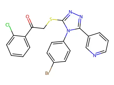 2-((4-(4-BR-PH)-5-(3-Pyridinyl)-4H-1,2,4-triazol-3-YL)thio)-1-(2-CL-PH)ethanone structure